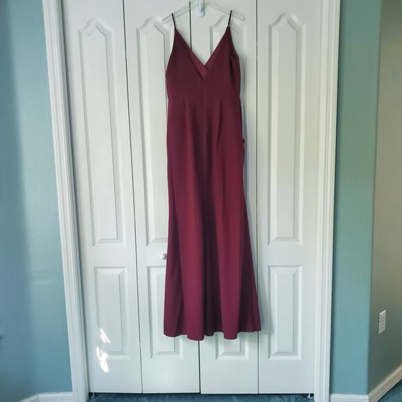 After Six 6824 Gown 6 Cabernet Red Pockets Bridesmaid Prom Event V-Neck Wedding - Picture 8 of 13